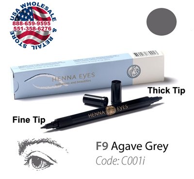 HenneEyes Henna EyeLiner and Brow Liner Pen Agave Grey Color